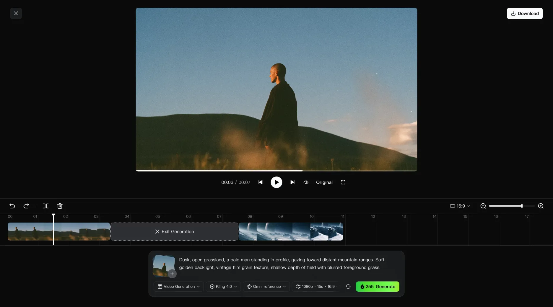 Kling Continuous Timeline Creation